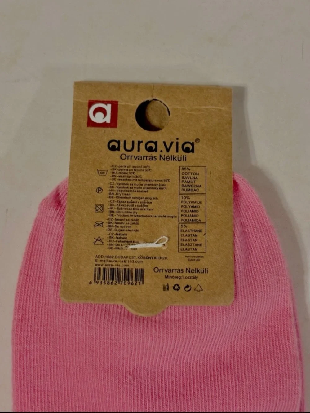 Aura-Via Pink Cotton Blend Crew Socks Smiley Face from Budapest Hungary New